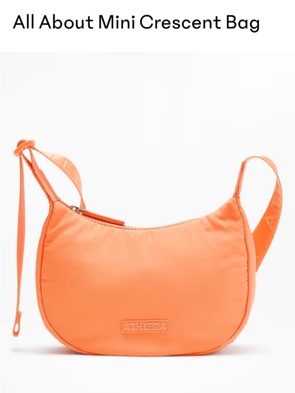 NWOT Athleta All About Mini Crescent Bag- Color papaya
